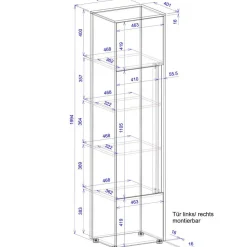 50x200x40 3-türiger Schrank in Anthrazit - Ahilav