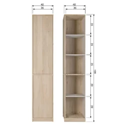 40x199x40 2-türiger Schrank in Eiche Furnier - Ewana