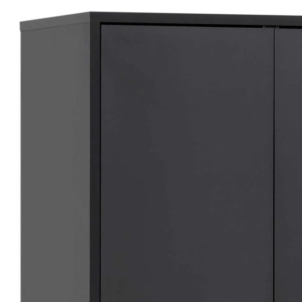 60x170x33 2-türiger Schuhschrank in Schwarz - Anderian