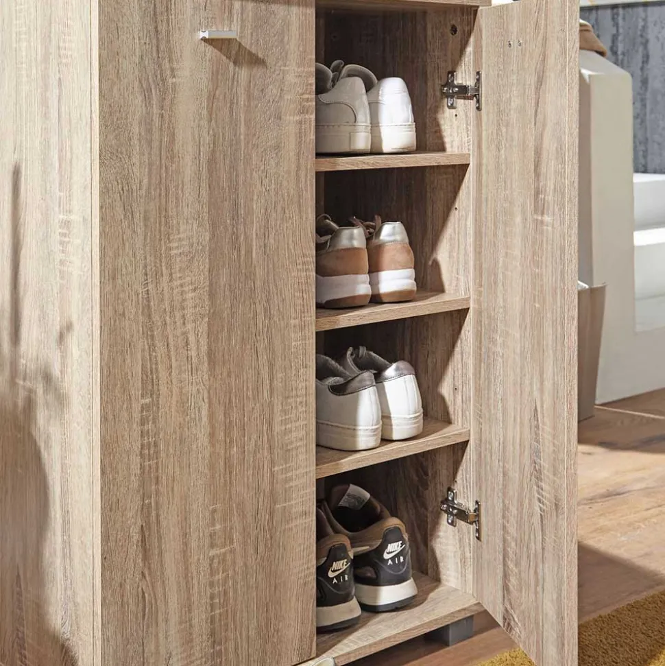 60x90x35 2-türiger Schuhschrank in Sonoma-Eiche - Trendenca
