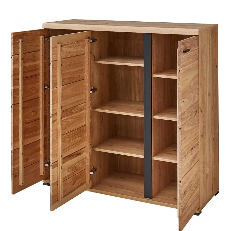 123x121x42 3-türiges Highboard teilmassiv - Latenda