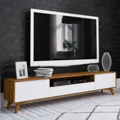 220x48x40 TV Kommode in Weiß & Wildeiche - Diesta