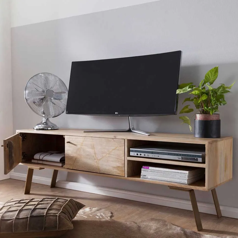 145x47x35 TV Lowboard aus Mango Massivholz - Geyco