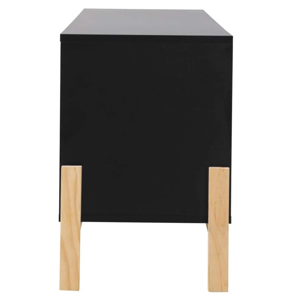 140x52x35 TV Lowboard in Schwarz & Pinie Natur - Estrevin