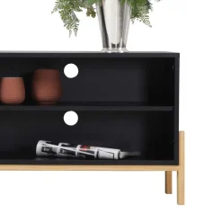 140x52x35 TV Lowboard in Schwarz & Pinie Natur - Estrevin