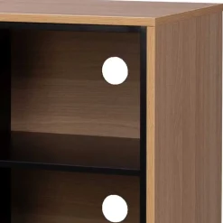 140x76x40 TV Phonoschrank in Eiche & Schwarz - Brausca