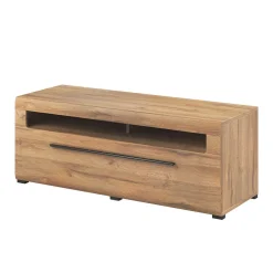 140x52x50 TV Unterschrank in Eiche Optik mit Schwarz - Aberdeen