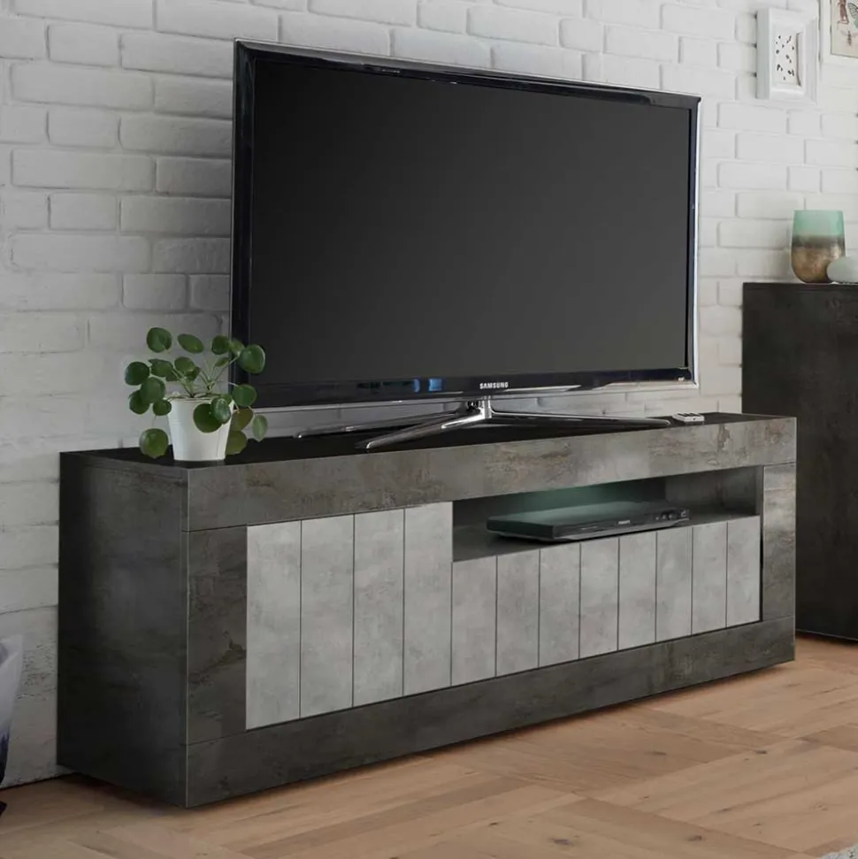 138x56x43 TV Unterschrank in Grau zweifarbig - Dionassa
