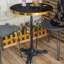 57x71x57 Vintage Bistrotisch aus Marmor in Schwarz - Mally