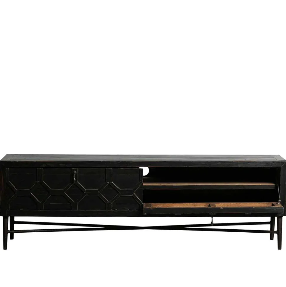 160x50x45 Vintage Design Lowboard in Schwarz - Illestra