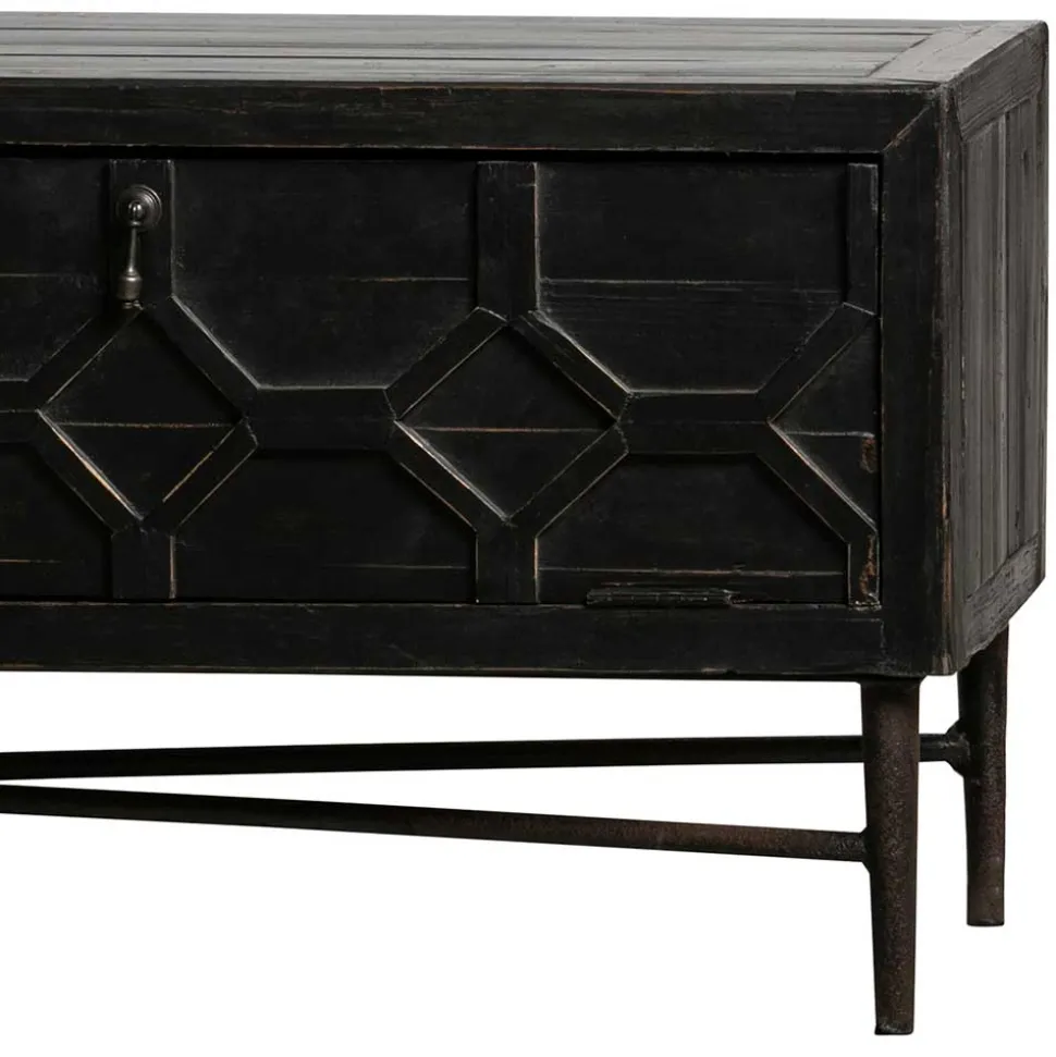 160x50x45 Vintage Design Lowboard in Schwarz - Illestra