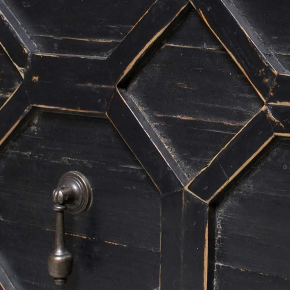 160x50x45 Vintage Design Lowboard in Schwarz - Illestra