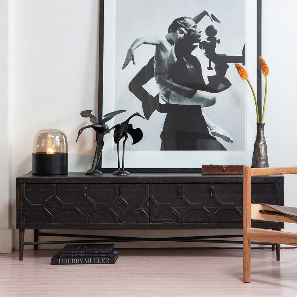 160x50x45 Vintage Design Lowboard in Schwarz - Illestra