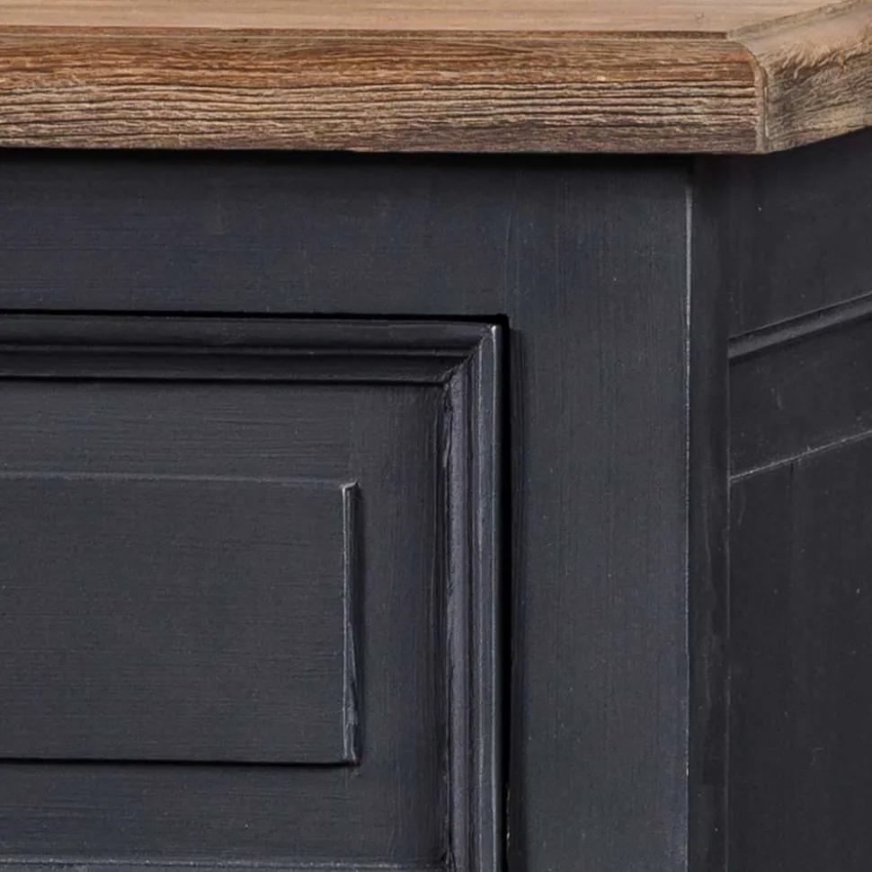 100x141x51 Vintage Vertiko in Schwarz & Teakfarben - Niovan