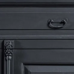 100x141x51 Vintage Vertiko in Schwarz & Teakfarben - Niovan