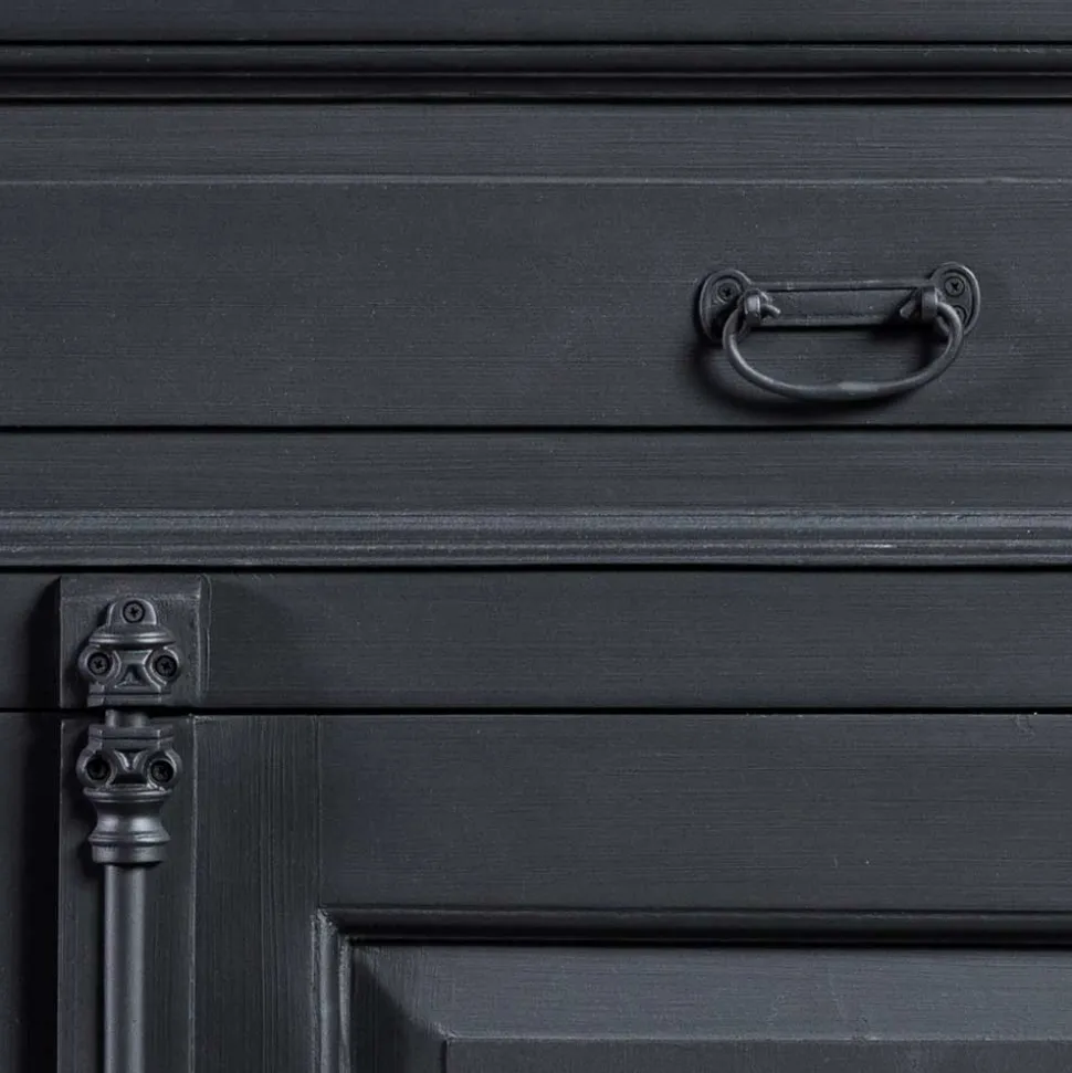 100x141x51 Vintage Vertiko in Schwarz & Teakfarben - Niovan