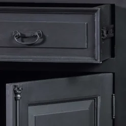 100x141x51 Vintage Vertiko in Schwarz & Teakfarben - Niovan