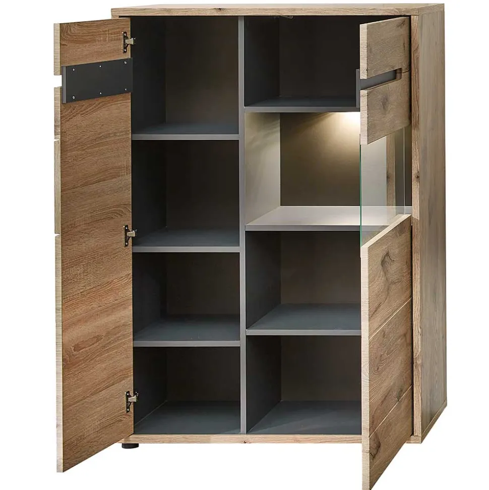 90x128x38 Vitrine Highboard in Wildeiche NB - Zelio