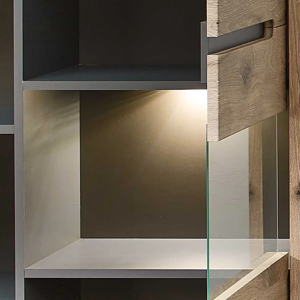 90x128x38 Vitrine Highboard in Wildeiche NB - Zelio