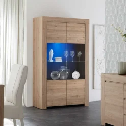 110x186x42 Vitrine in Eiche Nachbildung - Karika