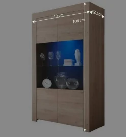 110x186x42 Vitrine in Eiche Nachbildung - Karika