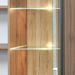 80x208x37 Vitrine in Schwarz & Wildeiche - Kandu