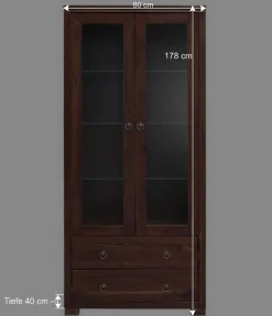 80x178x40 Vitrine mit 2 Schubladen - Luvin