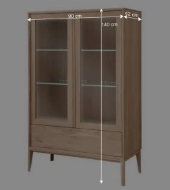 90x140x42 Vitrine mit Doppeltür und Schublade - Lamia