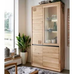 103x205x40 Vitrinenschrank aus Wildeiche Massivholz - Embleys
