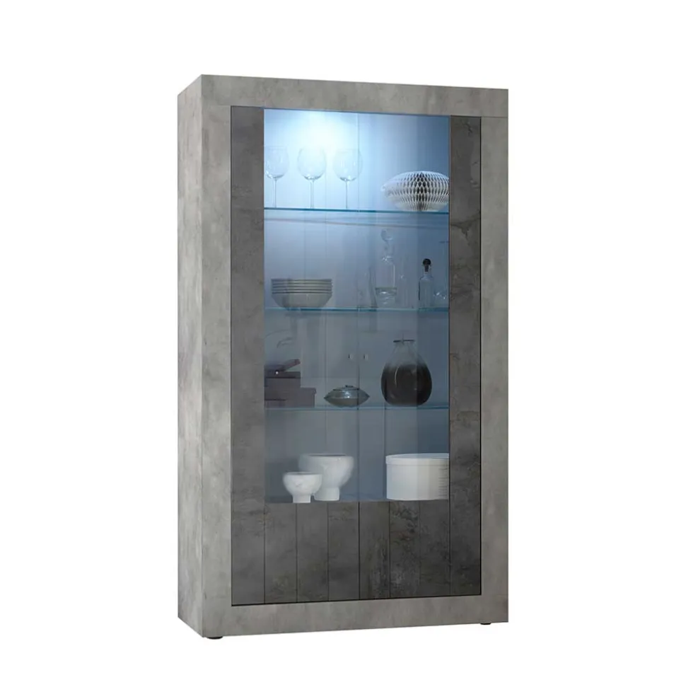 110x191x43 Vitrinenschrank in Grau zweifarbig - Setmora