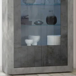 110x191x43 Vitrinenschrank in Grau zweifarbig - Setmora