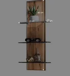 35x90x17 Wandregal mit drei Glasböden - Krofun