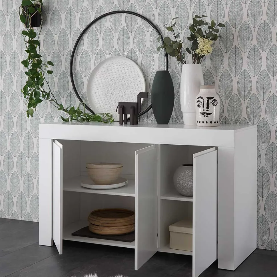 138x81x42 Wangengestell Kommode in Weiß - Mikes