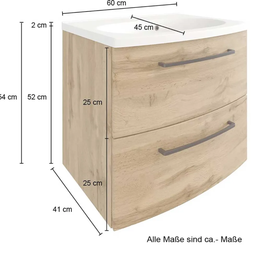 60x54x45 Waschtischkonsole in Wildeiche Optik - Arazony