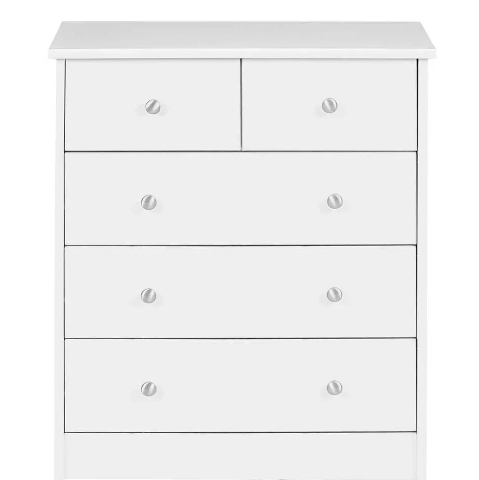 60x70x35 Weiße Kommode mit fünf Schubladen - Hank