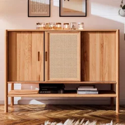 142x101x46 Wildbuche Sideboard mit drei Schiebetüren - Indrya