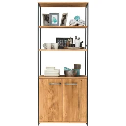 80x198x40 Wildeiche & Stahl Regal 3 Fächer - Sluganov