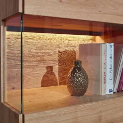 103x152x44 Wildeiche Highboard mit Glaseinsatz - Acmida