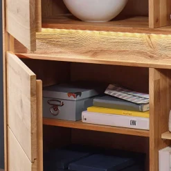 103x152x44 Wildeiche Highboard mit Glaseinsatz - Acmida