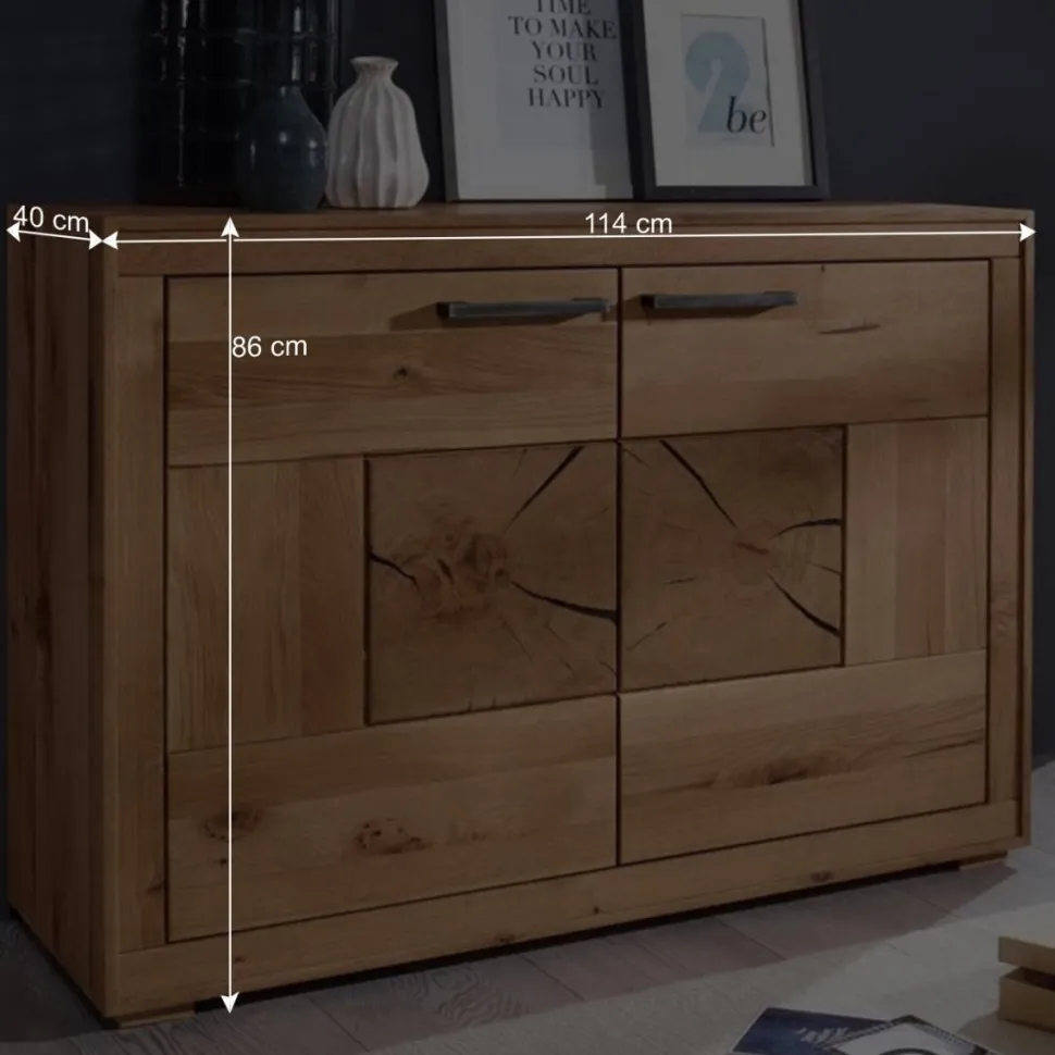 114x86x40 Wildeiche Kommode mit zwei Türen - Troncon