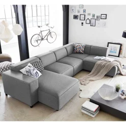 324x70x195 Wohnlandschaft in Hellgrau - Brianco