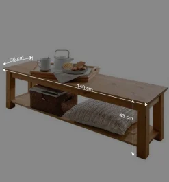 140x43x36 Wohnraum Holzbank in Eichefarben - Voeca