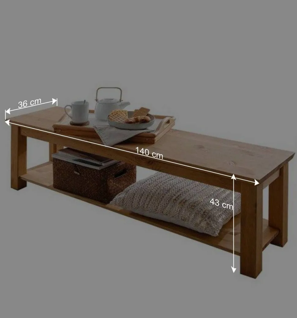 140x43x36 Wohnraum Holzbank in Eichefarben - Voeca