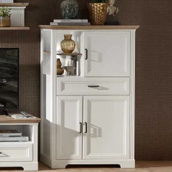 93x150x42 Wohnzimmer Schrank mit LED Licht - Sinolita