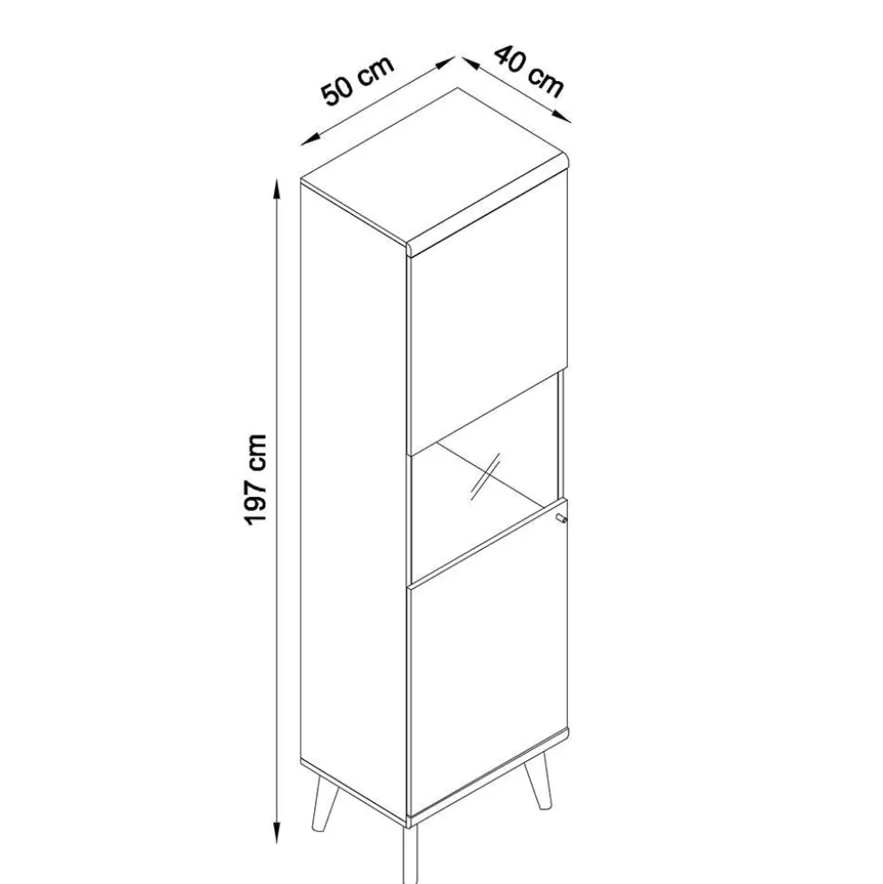 50x197x40 Wohnzimmer Schrank mit Glas - Cablos I
