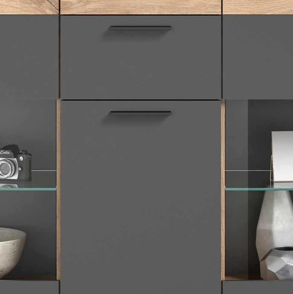 140x134x37 Wohnzimmerschrank Highboard mit Glas - Lucios