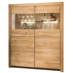 118x141x40 Wohnzimmerschrank mit Glaseinsätzen - Loitons