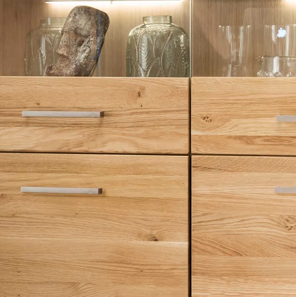 118x141x40 Wohnzimmerschrank mit Glaseinsätzen - Loitons