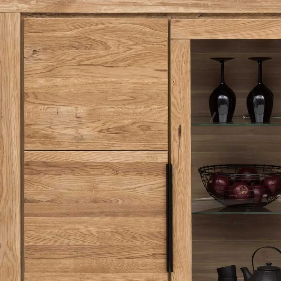 160x141x40 Wohnzimmerschrank mit Glaseinsatz - Nelenia