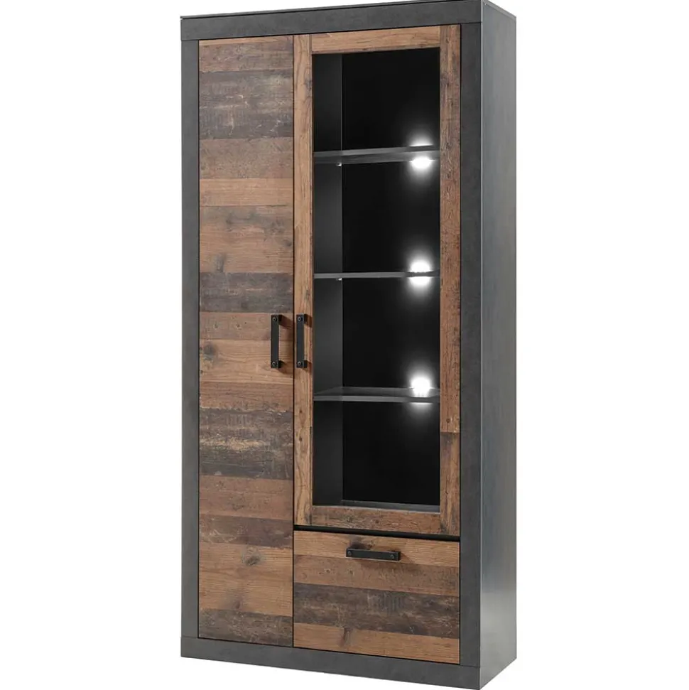 97x201x40 Wohnzimmerschrank mit Glastür - Timuras